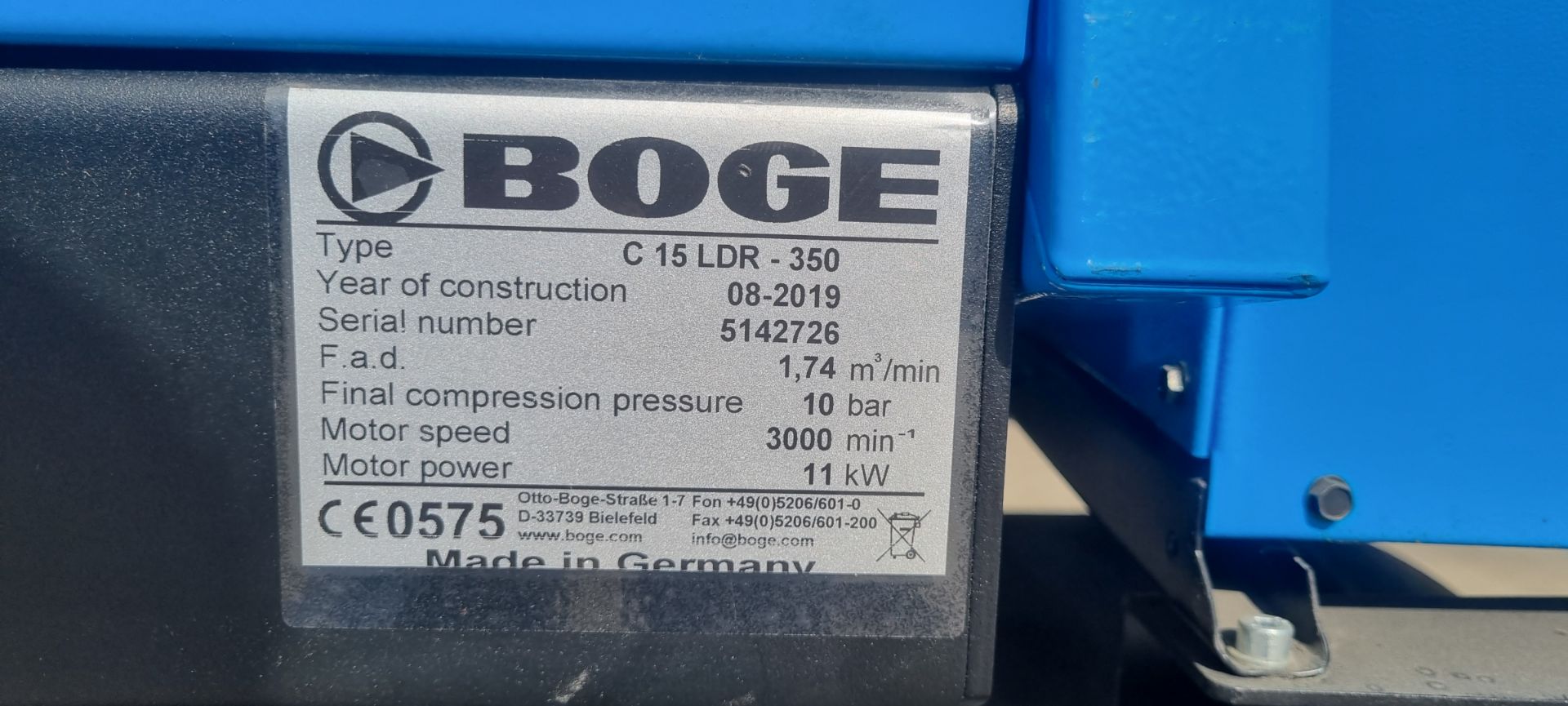 Boge C15LDR-350 Compressor D.O.M 08/19 - Bild 3 aus 7