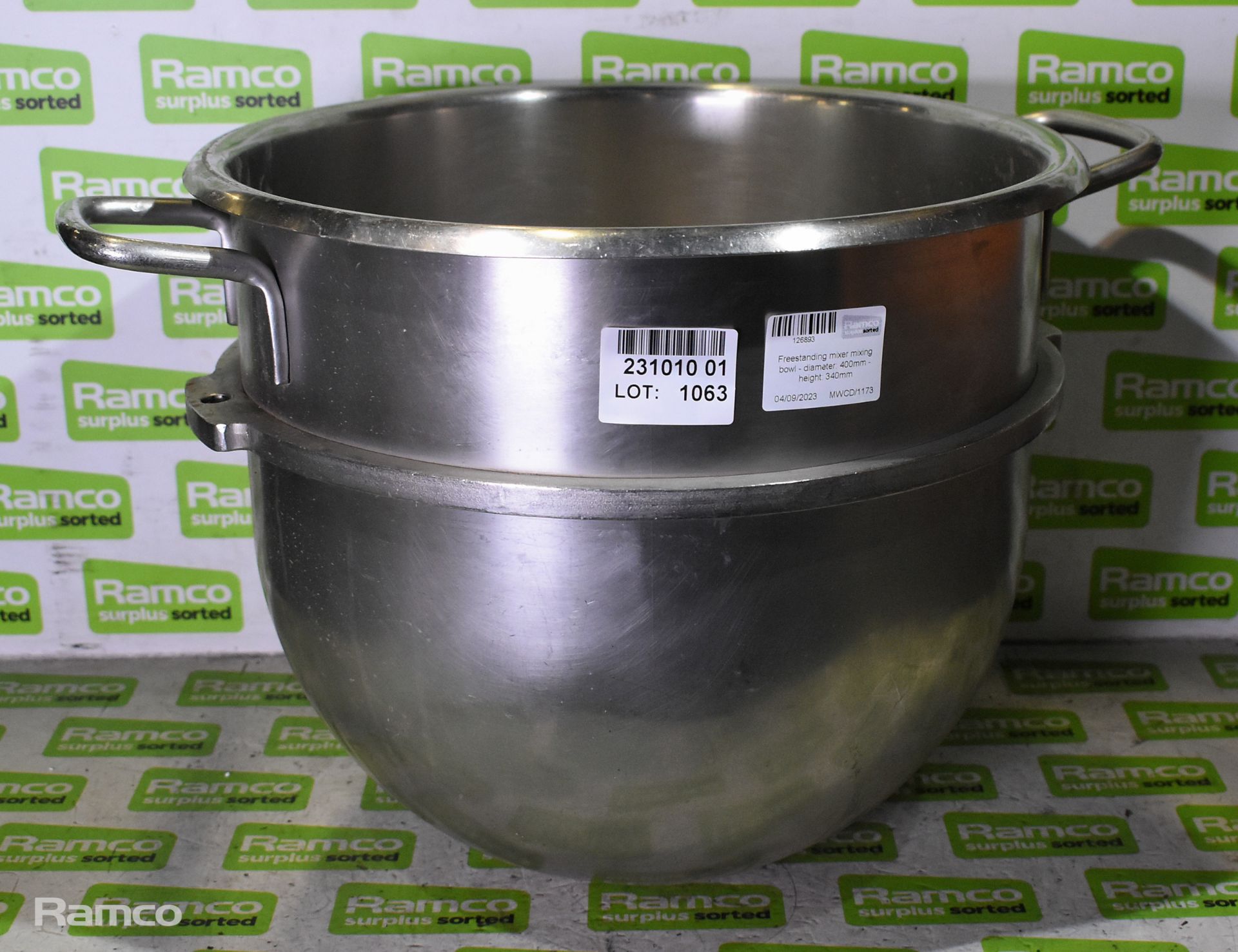 Freestanding mixer mixing bowl - diameter: 400mm - height: 340mm