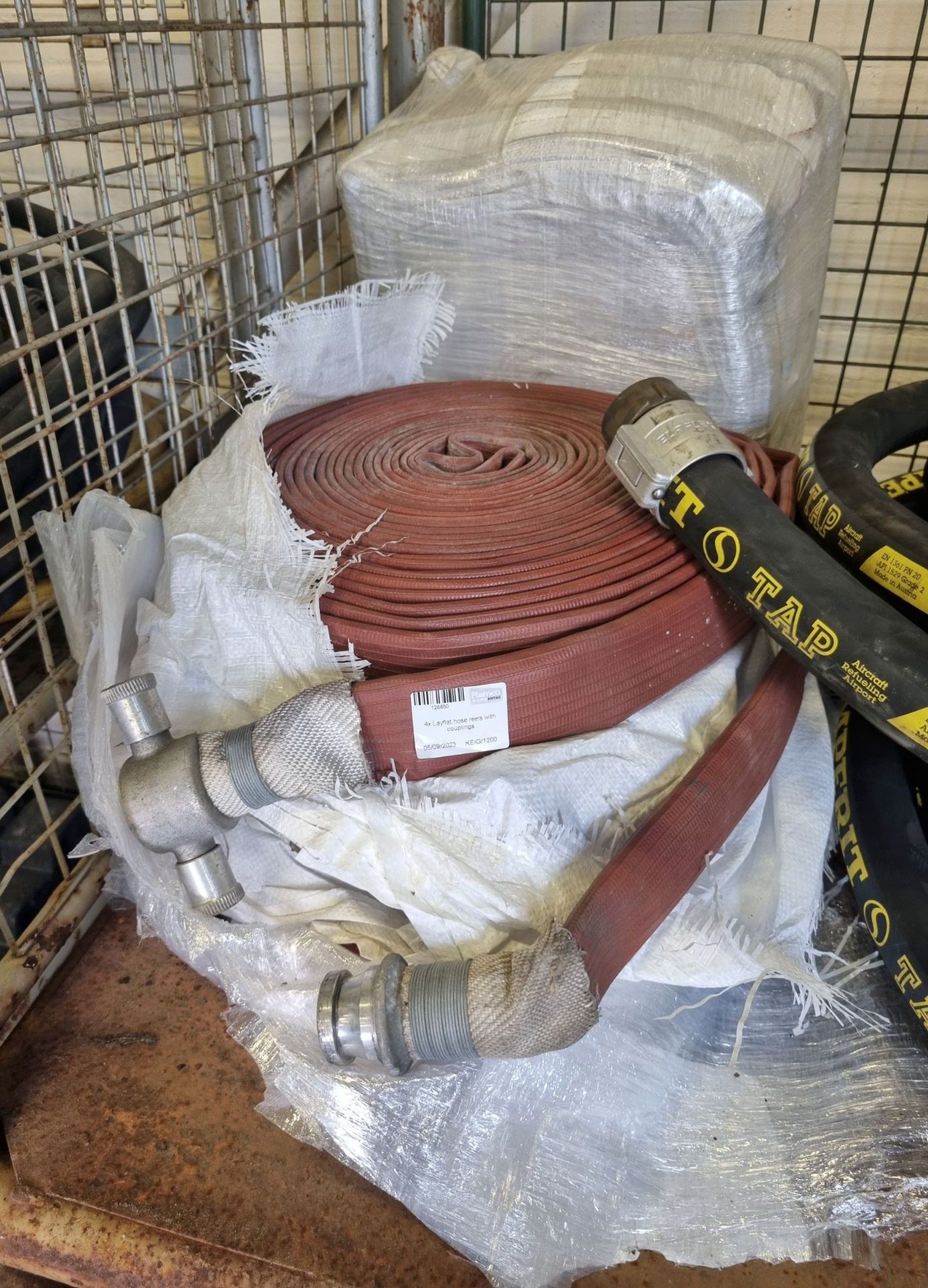 4x Layflat hose reels with couplings, 5x Semperit refueling hoses - approx length 3.8m - Image 3 of 6