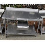 Bartlett B-line portable stainless steel counter top unit with drawer - missing castor - W 1200