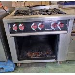 Jackson 901G 900 series 6 burner oven - gas - L 900 x W 900 x H 950mm - missing door