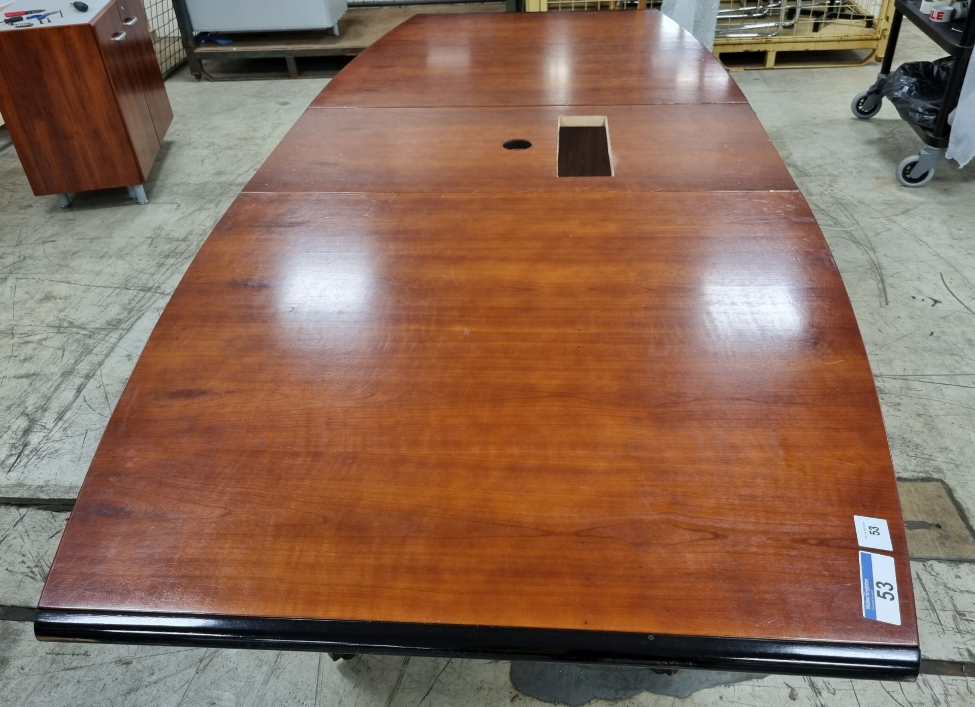 Rosewood 3 part sectional boardroom table on pedestal - L 2900 x W 1300mm - Image 13 of 15