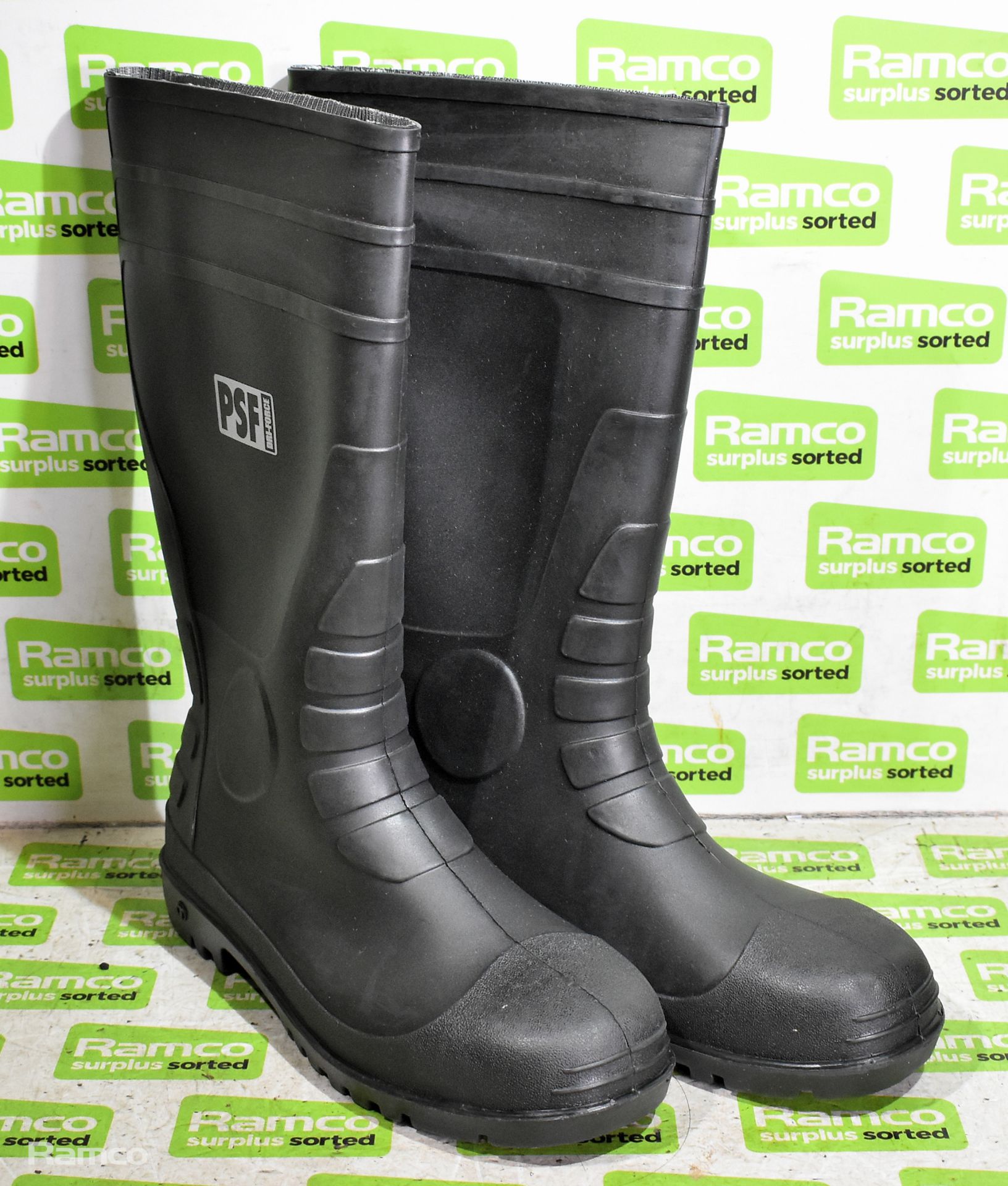 PSF Dri-Force black wellington boots - size: UK 11 - EU 46