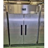 Polar G594-02 stainless steel double door fridge - W 1340 x D 810 x H 1990mm