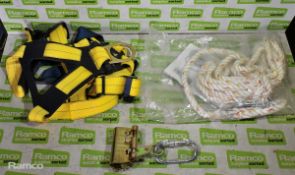 3x Sala harness kits - Sala 1112918 full body harness, 14mm x 5m polyamide rope