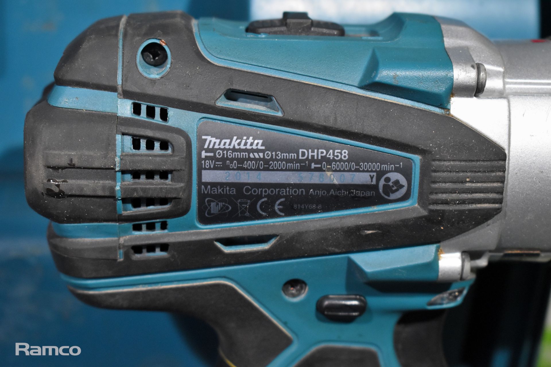 Makita DHP458 cordless drill with 2x BL1830 18V 3.0Ah batteries and DC18RC battery charger - Bild 4 aus 6