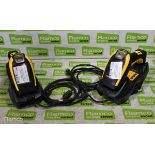 2x Powerscan datalogic PBT9500 barcode scanners with base unit and USB cable