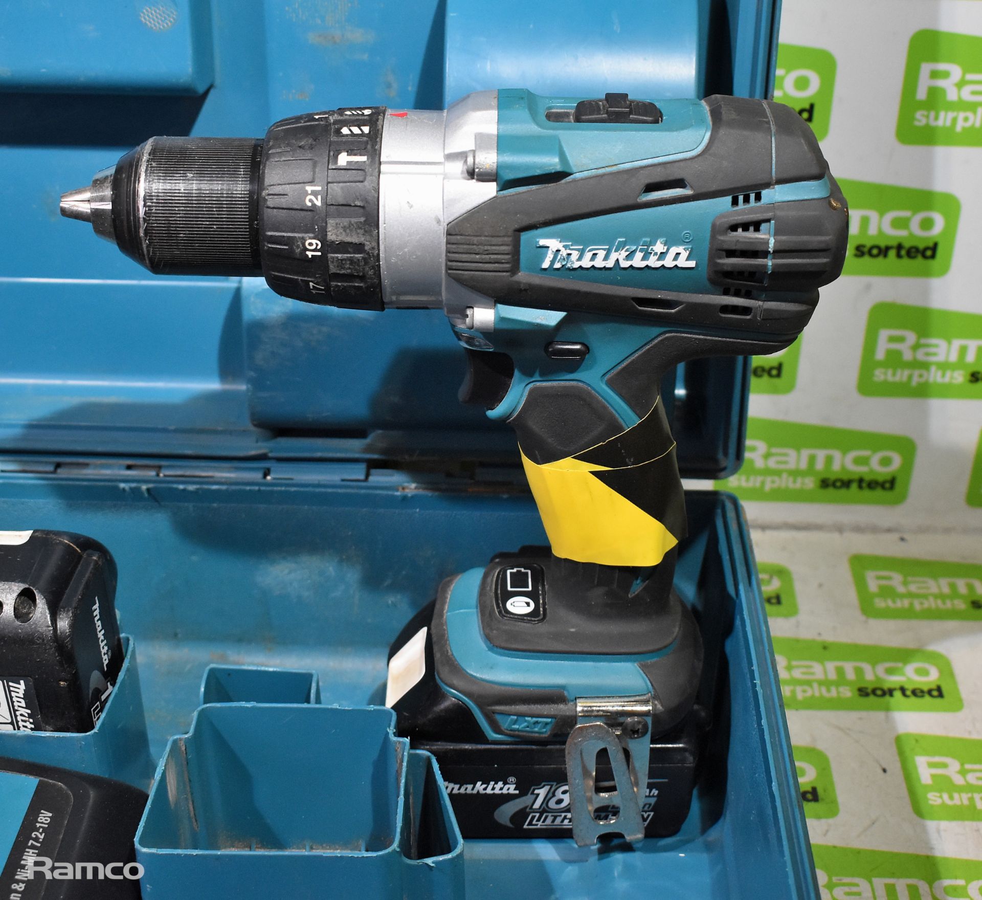 Makita DHP458 cordless drill with 2x BL1830 18V 3.0Ah batteries and DC18RC battery charger - Bild 3 aus 6