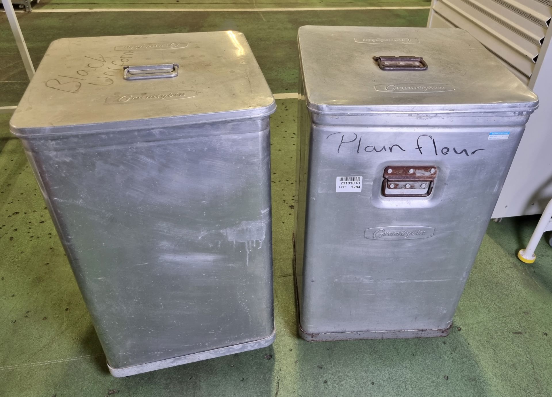 2x Grundybin storage containers - W 420 x D 420 x H 700mm - NO DOLLIES