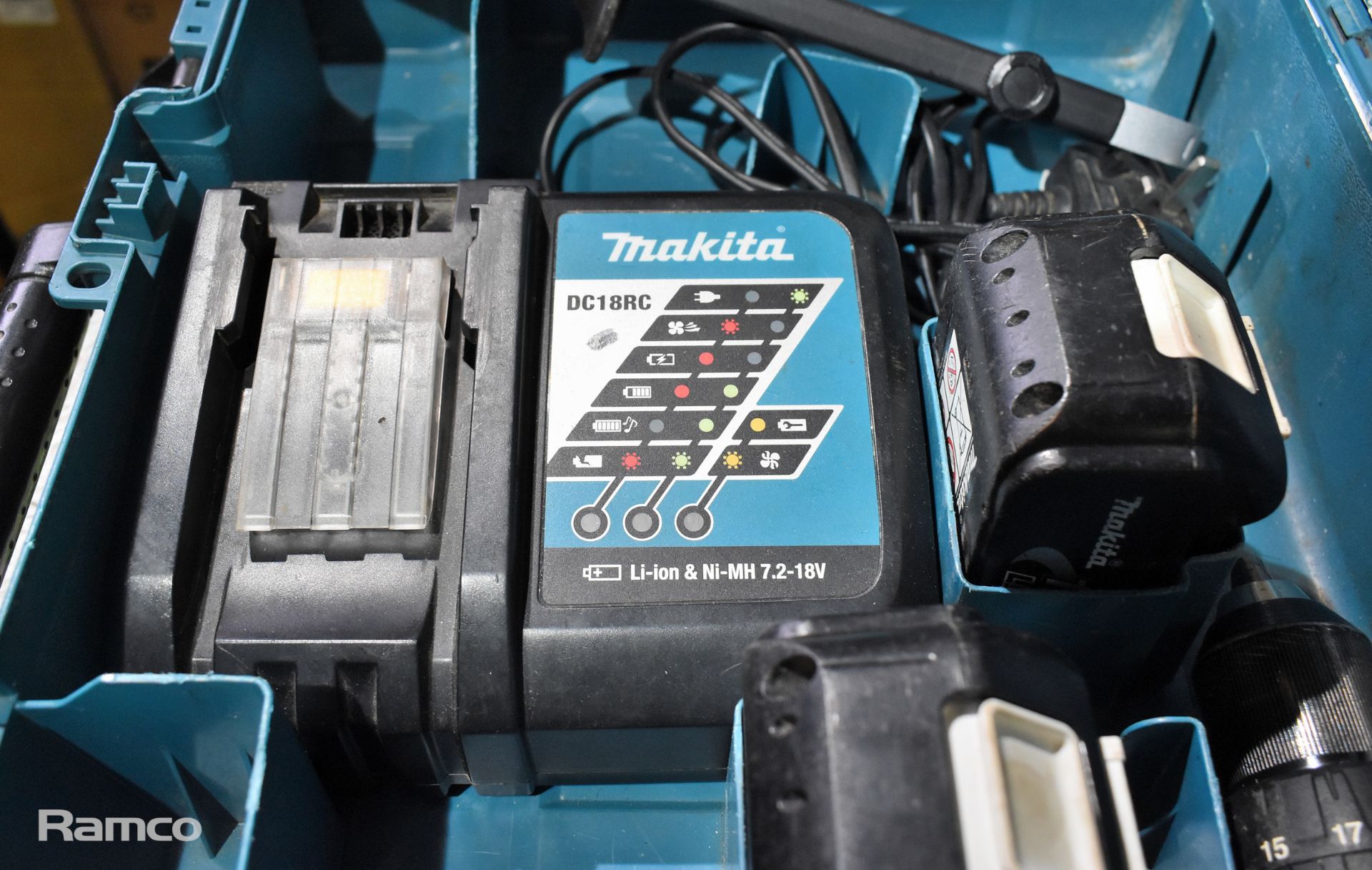 Makita DHP458 cordless drill with 2x BL1830 18V 3.0Ah batteries and DC18RC battery charger - Bild 5 aus 6