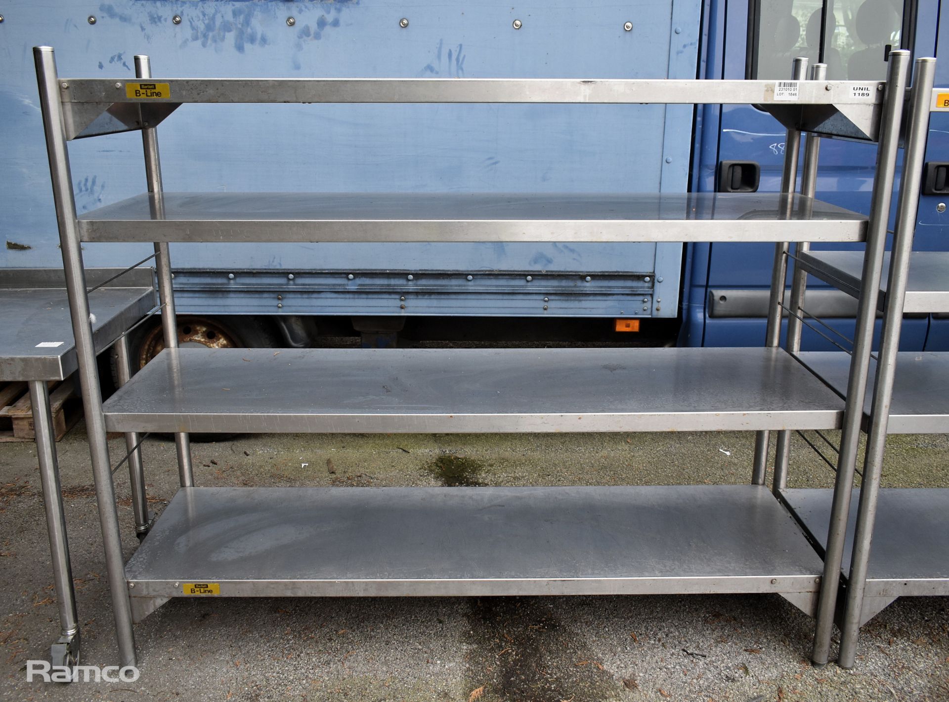 Bartlett B-line stainless steel 4 shelf unit - W 1820 x D 550 x H 1520 mm
