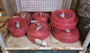 4x Angus Duraline 64mm lay flat hoses with couplings - approx 15m in length, 3x Angus Duraline 64mm