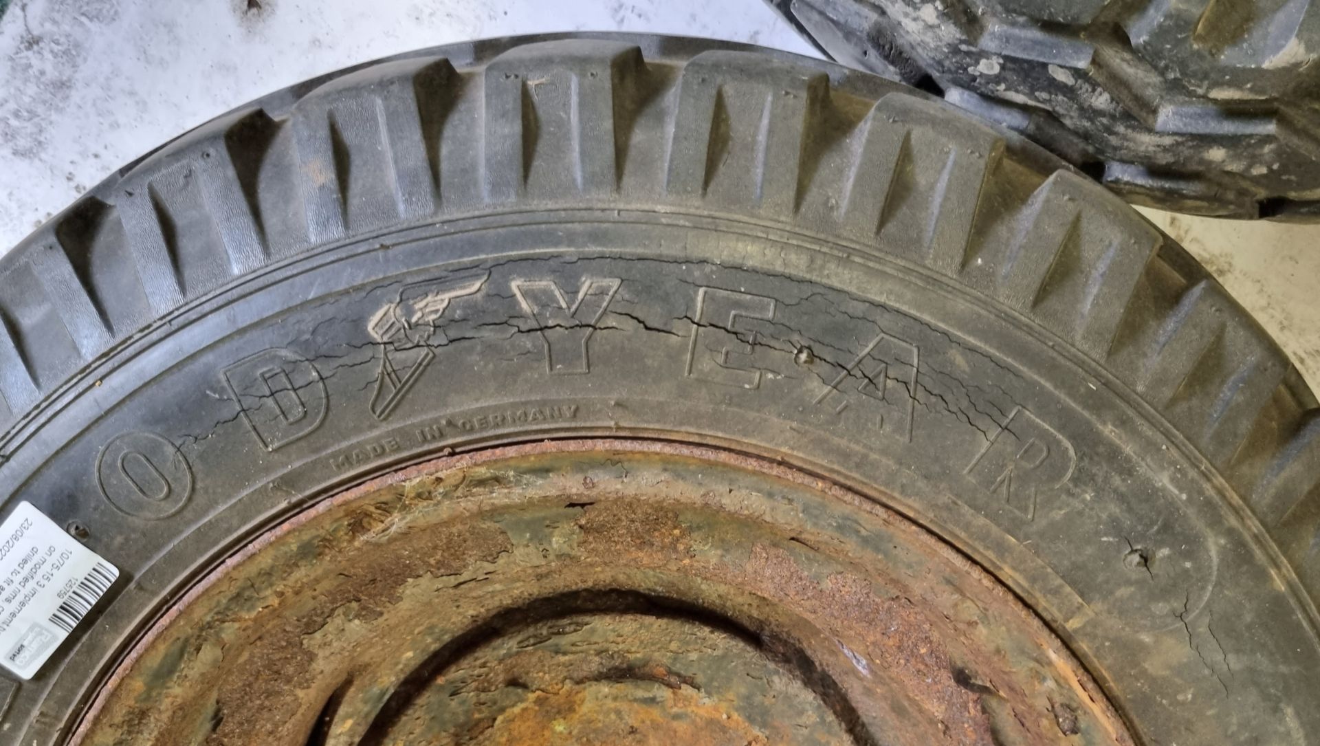 2x 10/75-15.3 implement tyres on modified rims - can be drilled to fit any size - Image 7 of 7