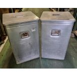 2x Grundybin storage containers - W 420 x D 420 x H 700mm - 1 NO DOLLY