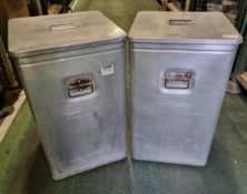 2x Grundybin storage containers - W 420 x D 420 x H 700mm - 1 NO DOLLY