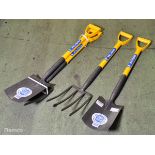 2x Draper garden spade and garden fork sets