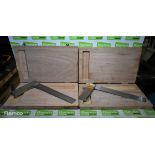 2x 12 inch engineers squares in wooden storage case