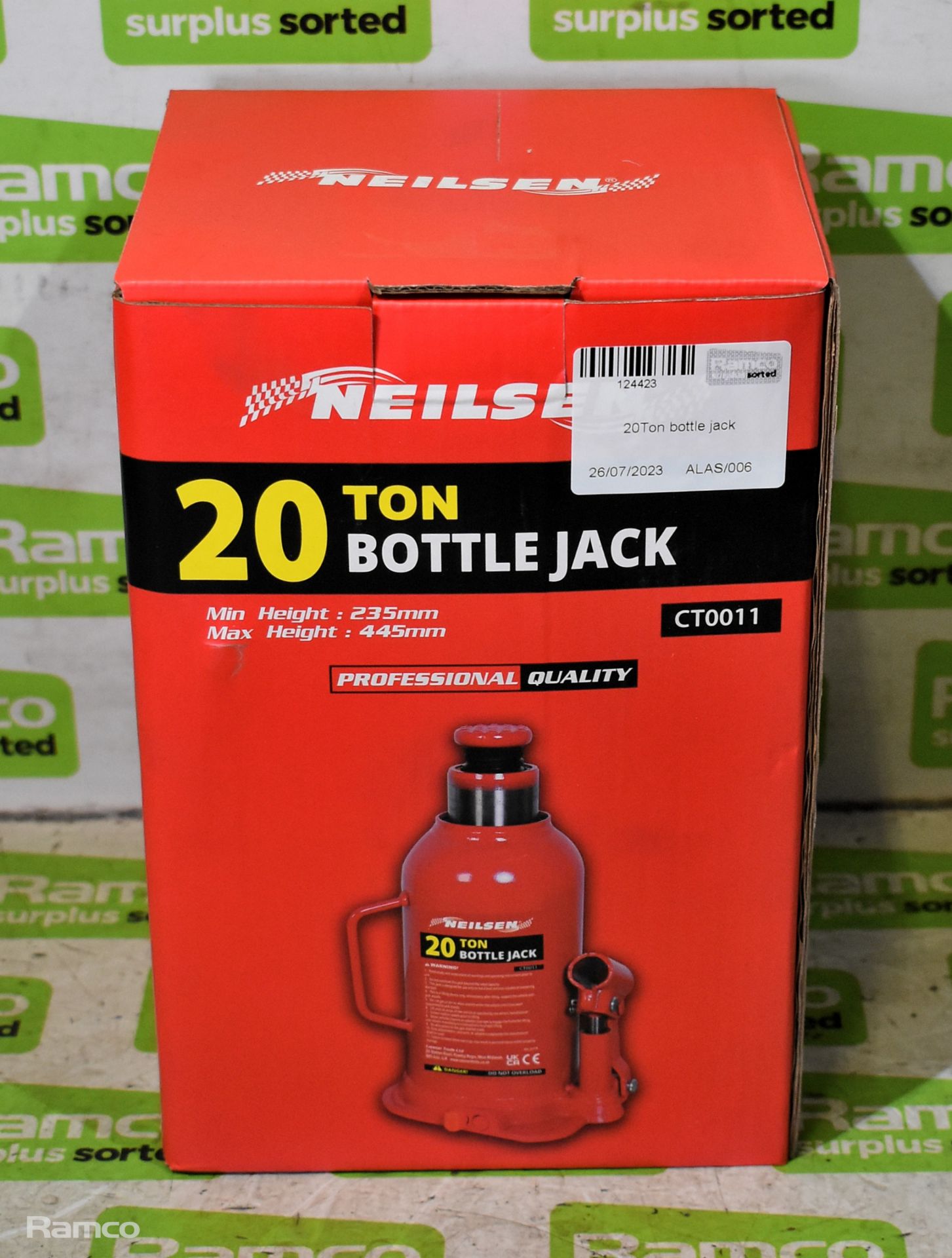 Neilsen CT0011 20T bottle jack - Min height - 235mm - Max height 445mm - Bild 2 aus 2