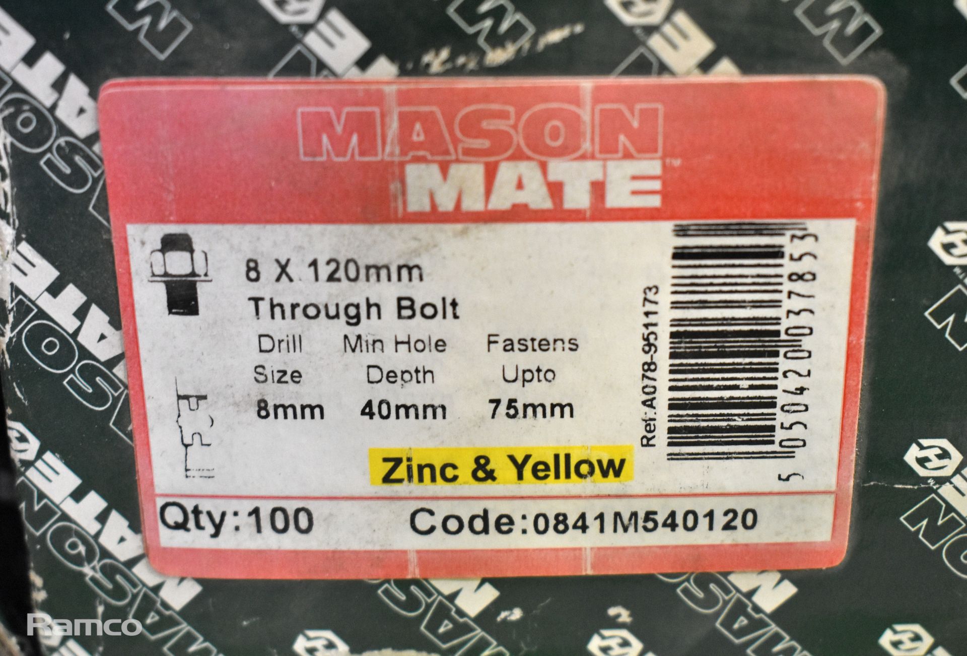 M10 Hexagon set bolts, Masonmate 8x120mm through bolts - Image 3 of 4