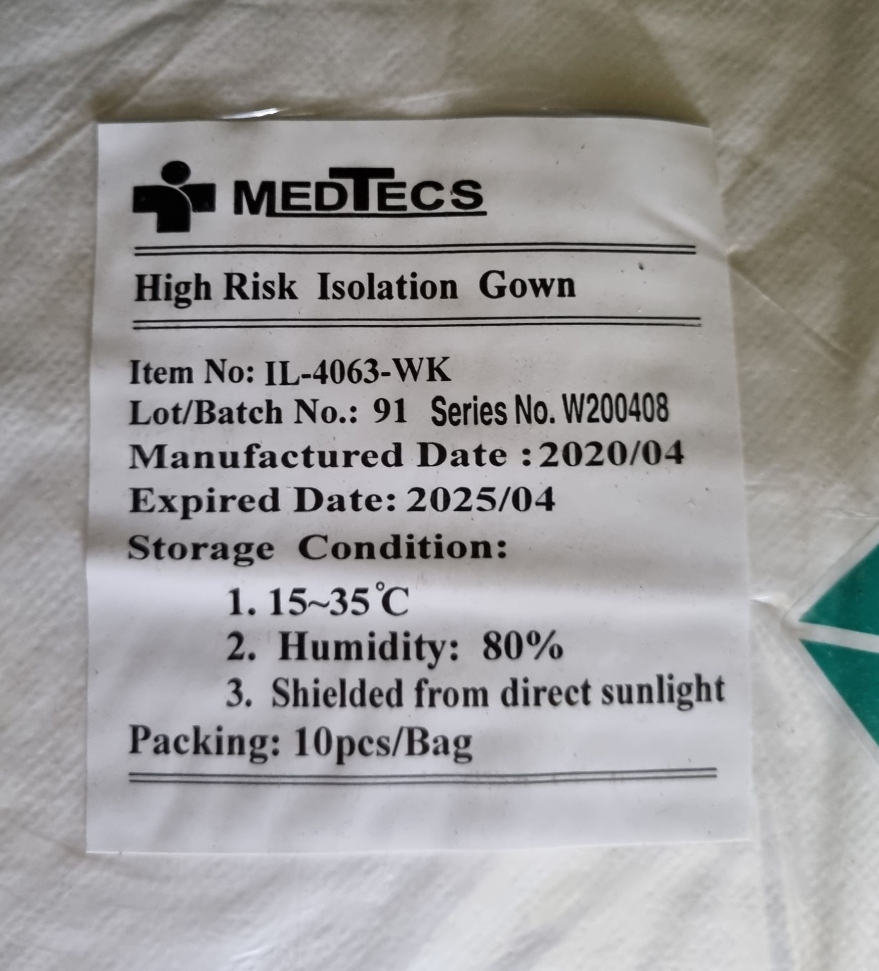 10x boxes of Medtecs high risk isolation gowns - white - 100pcs per box (10 packs of 10 pcs) - Bild 4 aus 4