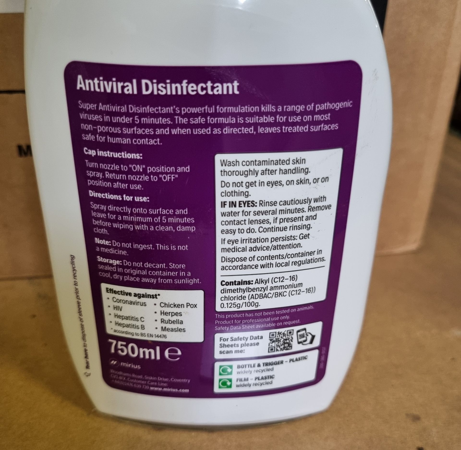 4 boxes of Super Professional antiviral disinfectant spray - 750ml - 6 bottles per box - Bild 5 aus 5