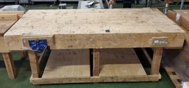 Wooden workbench with Irwin Record 52 1/2 inch vice - custom design - L 2400 x W 1100 x H 950mm