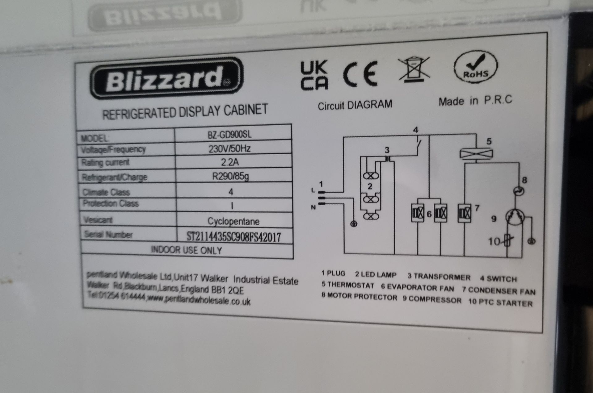 Blizzard BZ-GD900SL refrigerated display cabinet - W 1320 x D 700 x H 2000mm - Image 4 of 6