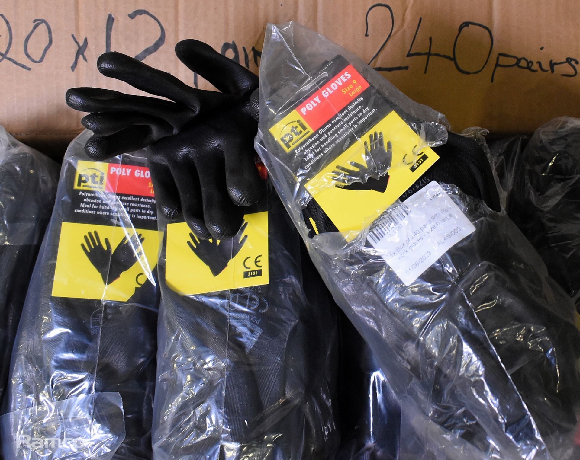 240 pairs of PTI Poly work gloves - size 9 large - Image 2 of 3