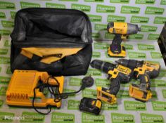 3x Dewalt drills - DCF815, CD785, DCD778 and charger with bag - NO BATTERIES