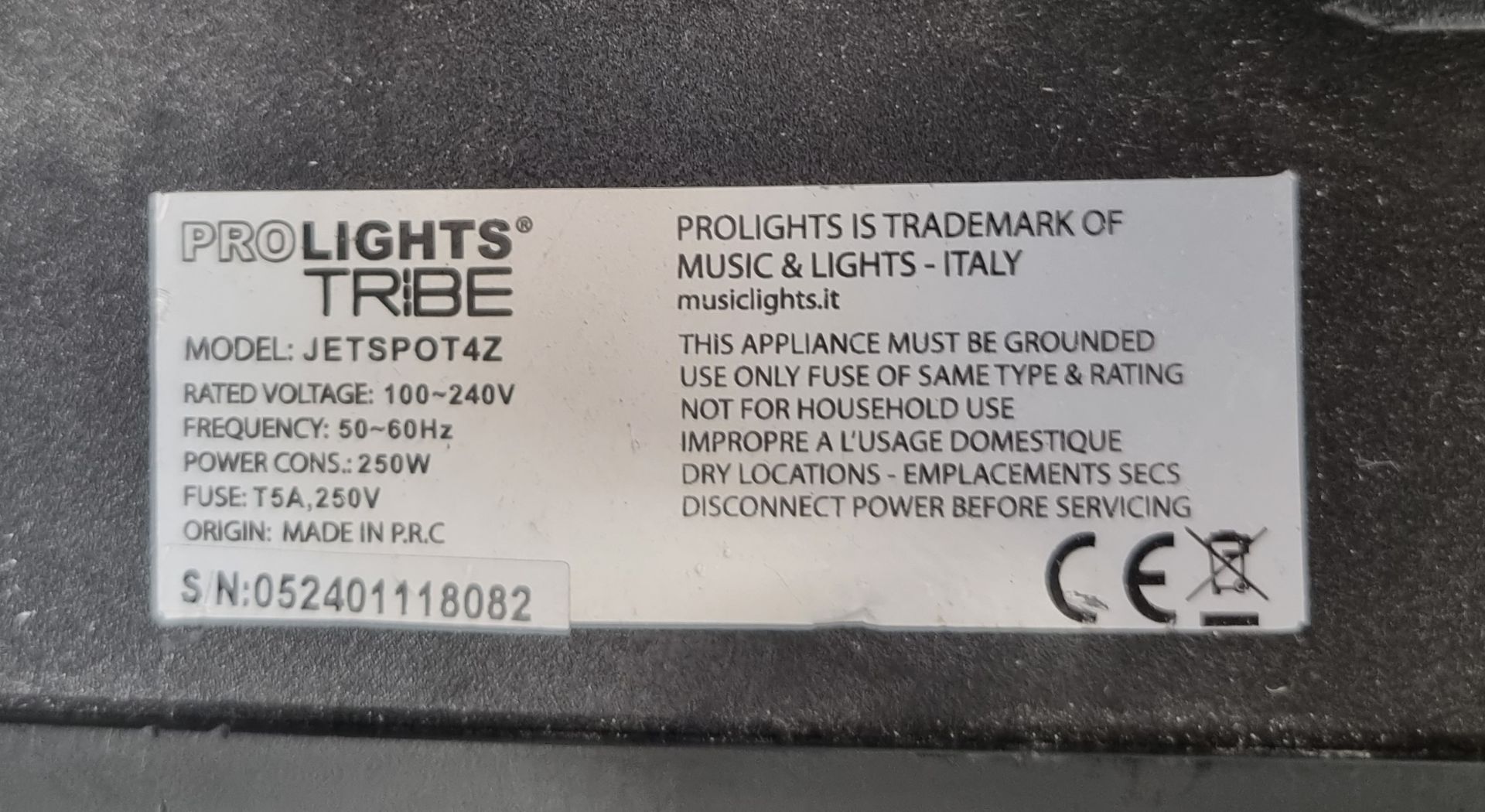 4x Prolights jetspot 4z with flightcase, hanging brackets and safety bonds. S/N: 052401118180 - Image 11 of 14