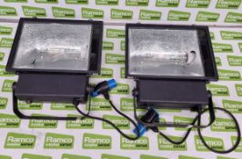 2x 400 watt HQI single bulb floodlight in twin storage case - black - case size: L 520 x W 340