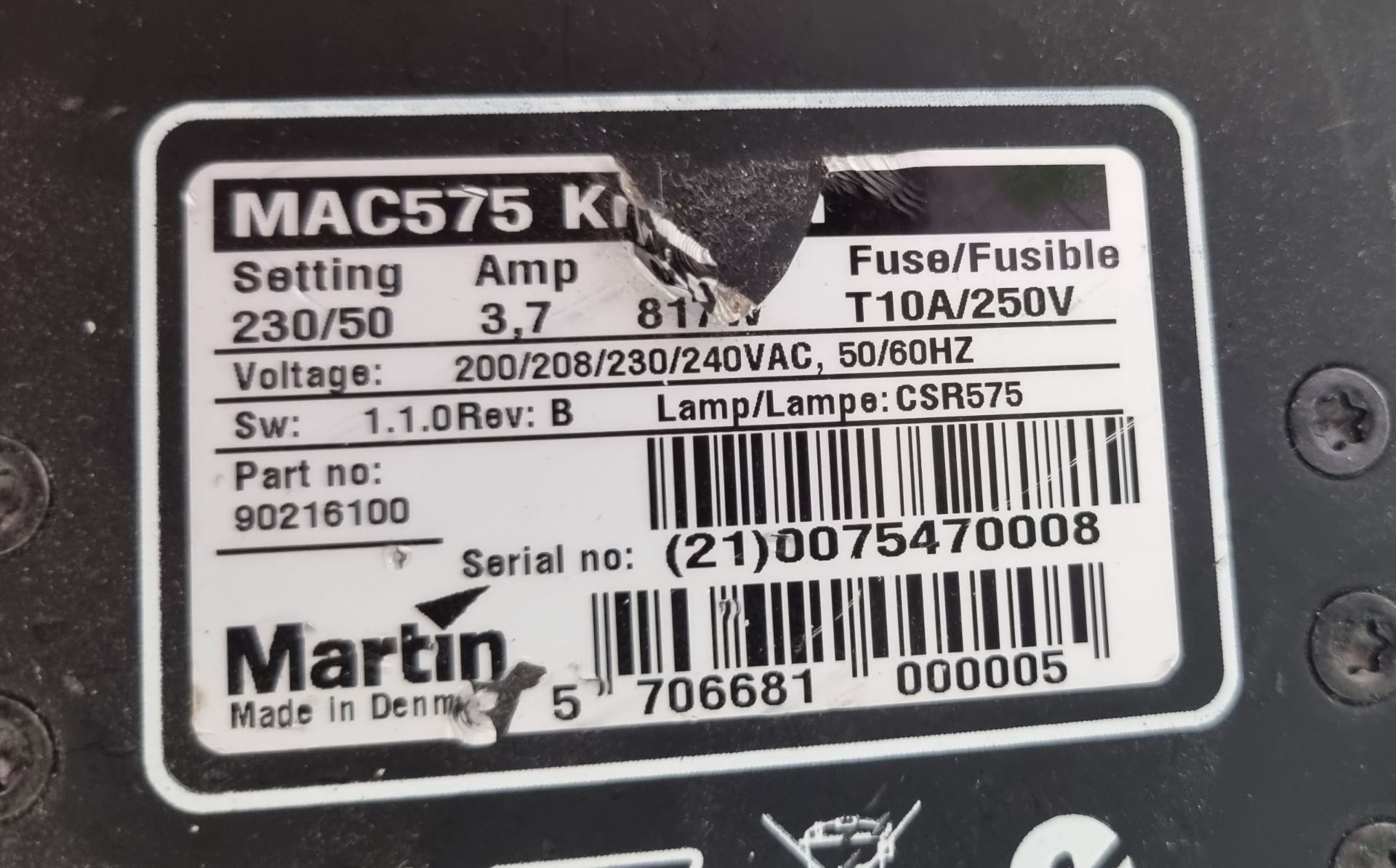 Martin Lighting MAC 575 Krypton 575 watt short-arc high-output discharge moving head spot lamp - Image 9 of 9