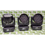 3x Prolights Diamond 19 LED moving head wash lights with flight case - W 870 D 560 x H 840mm