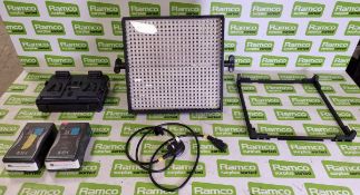 Lite Panels 1x1 LED light with Chimera, batteries and charger in storage bag