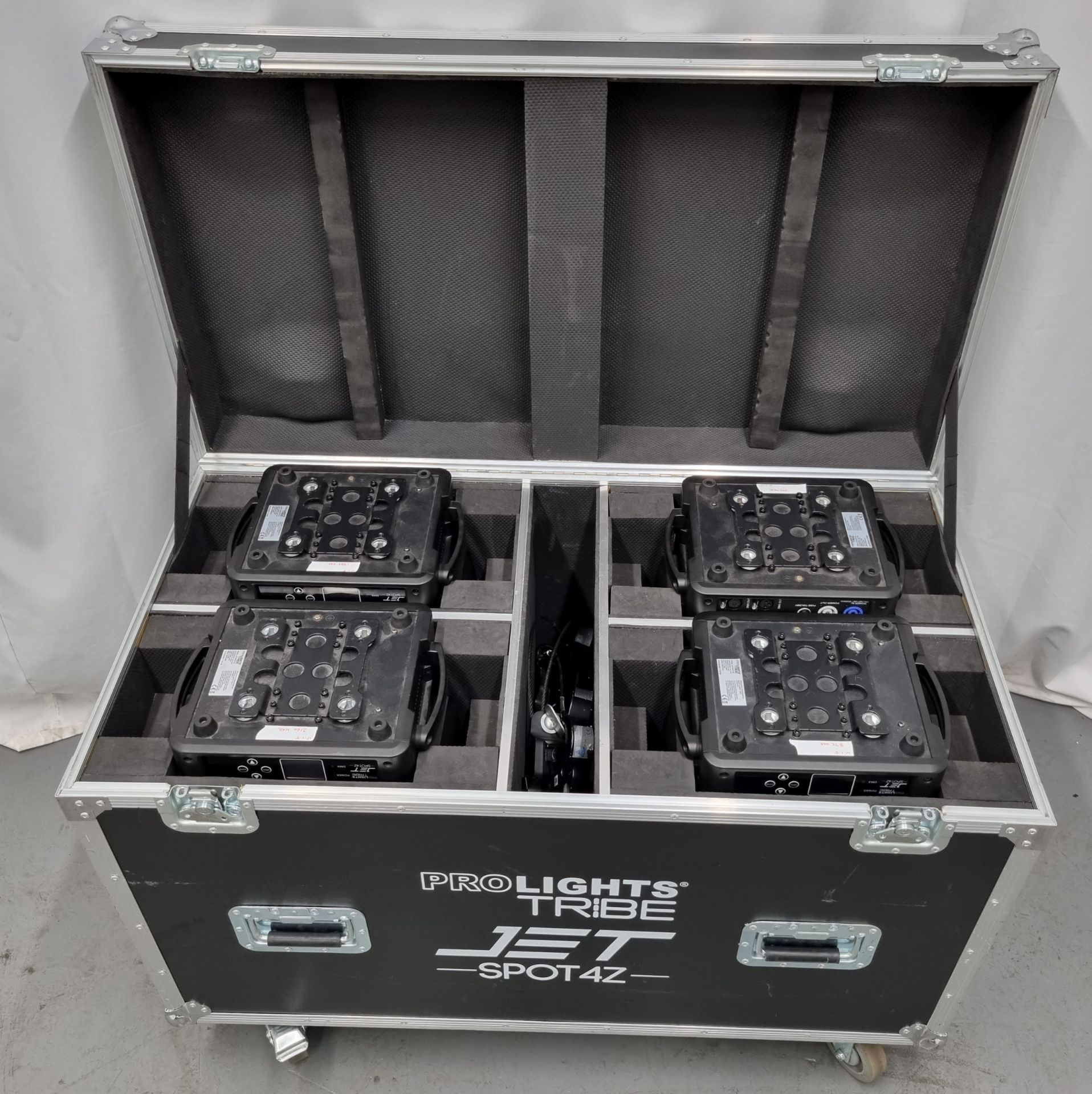 4x Prolights jetspot 4z with flightcase, hanging brackets and safety bonds. S/N: 052401118064 - Image 8 of 14