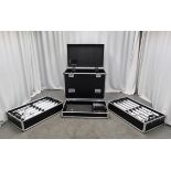 Flight case containing 18x Thomann eurolite 1m LED DMX pixel tubes 16RGB 144 LEDs - L 1090 x W 680