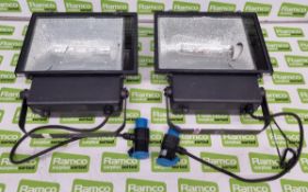 2x 400 watt HQI single bulb floodlight in twin storage case - black - case size: L 520 x W 340