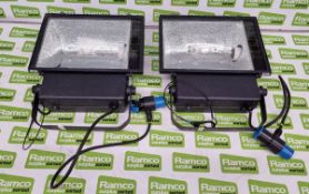 2x 400 watt HQI single bulb floodlight in twin storage case - black - case size: L 520 x W 340