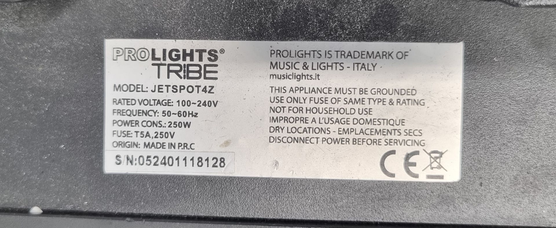 4x Prolights jetspot 4z with flightcase, hanging brackets and safety bonds. S/N: 052401118064 - Image 12 of 14