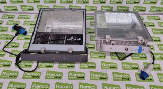 2x 400 watt HQI single bulb floodlight in twin storage case - grey - case size: L 660 x W 500