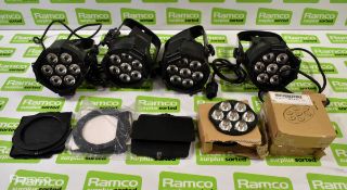 4x Robe light 4ce LED fixtures and assorted spare lenses