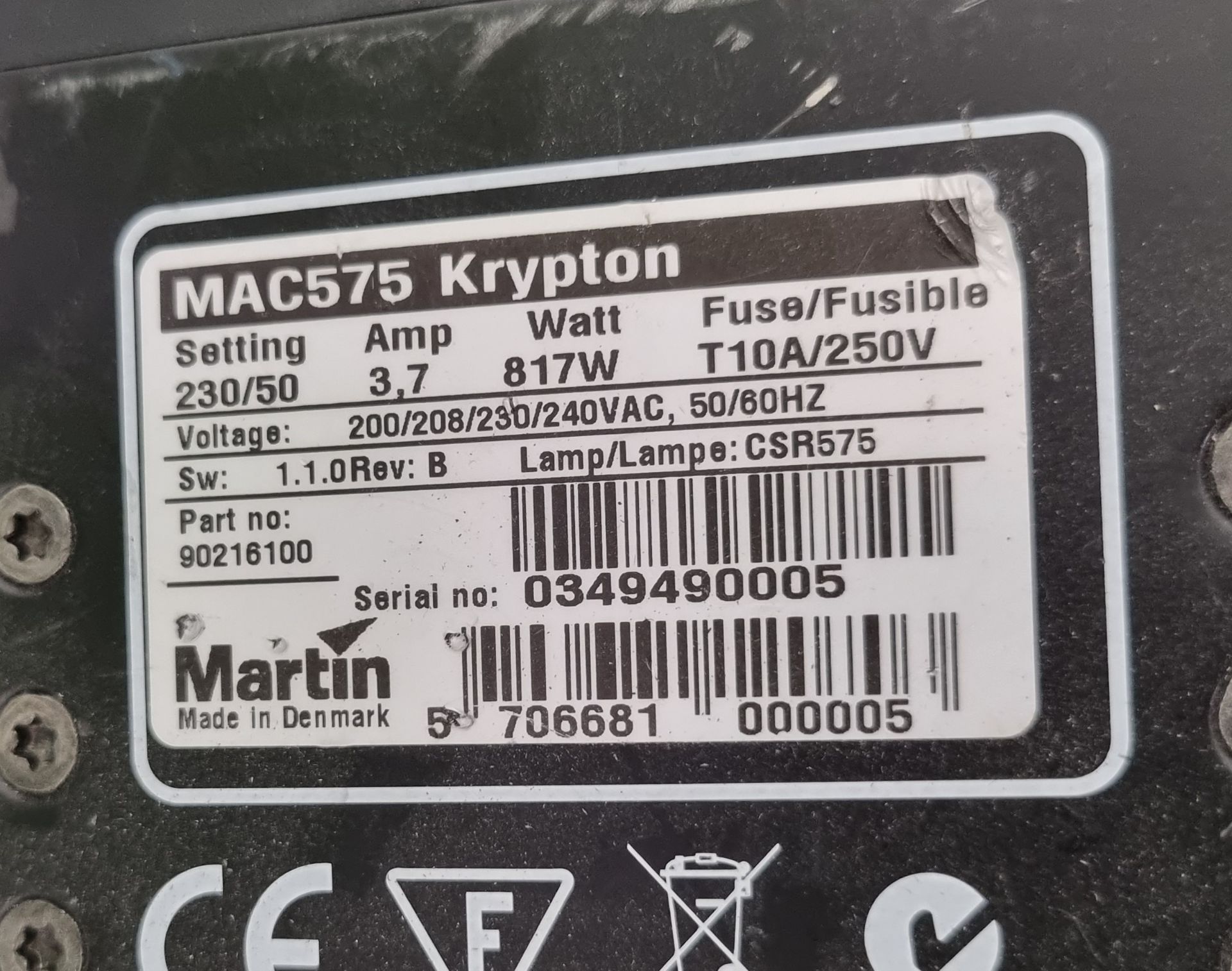 Martin Lighting MAC 575 Krypton 575 watt short-arc high-output discharge moving head spot lamp - Image 8 of 8