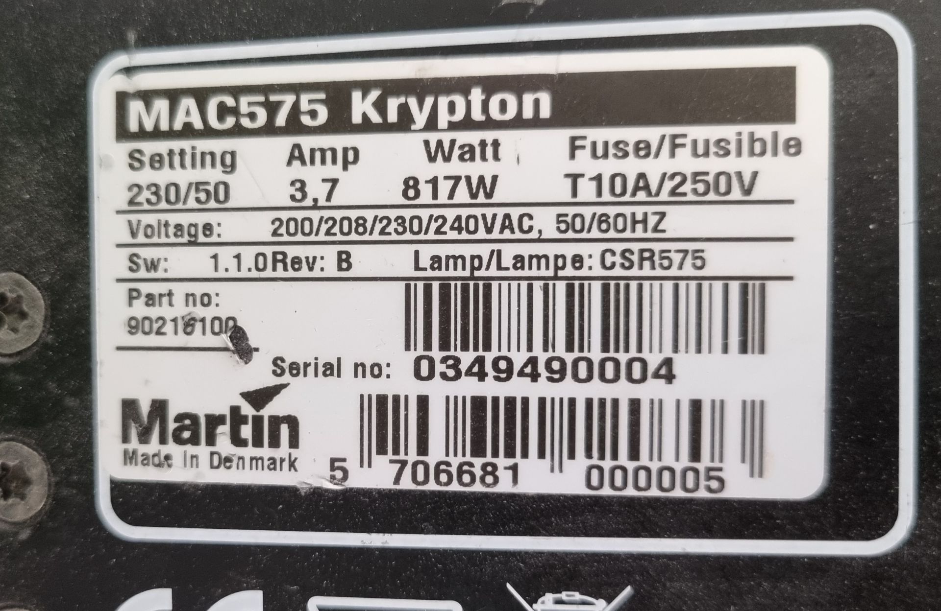 Martin Lighting MAC 575 Krypton 575 watt short-arc high-output discharge moving head spot lamp - Bild 8 aus 10