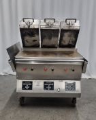 Taylor Commercial Foodservice stainless steel three zone clamshell grill