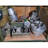 Catering equipment - pots, pans, trays, colanders, utensils, toaster