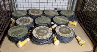 10x 110V extension reels with Lewden 16A-4h/110V connectors - unknown length