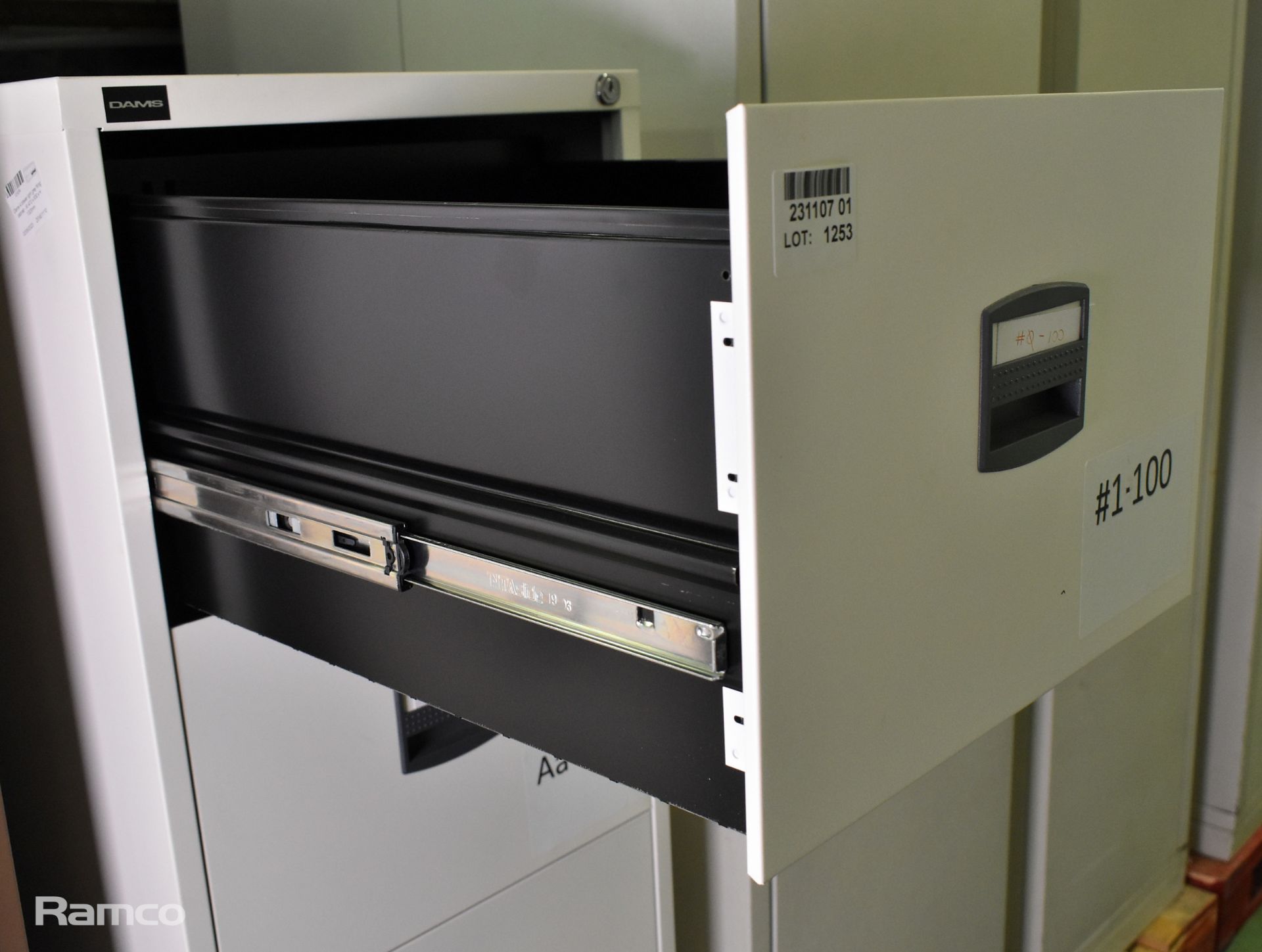 Dams 4 drawer light grey filing cabinet - no keys - W 470 x 630 x H 1320mm - Bild 4 aus 4