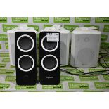 Pair of Logitech Z200 multimedia speakers and 3x Adastra 952.830UK speakers
