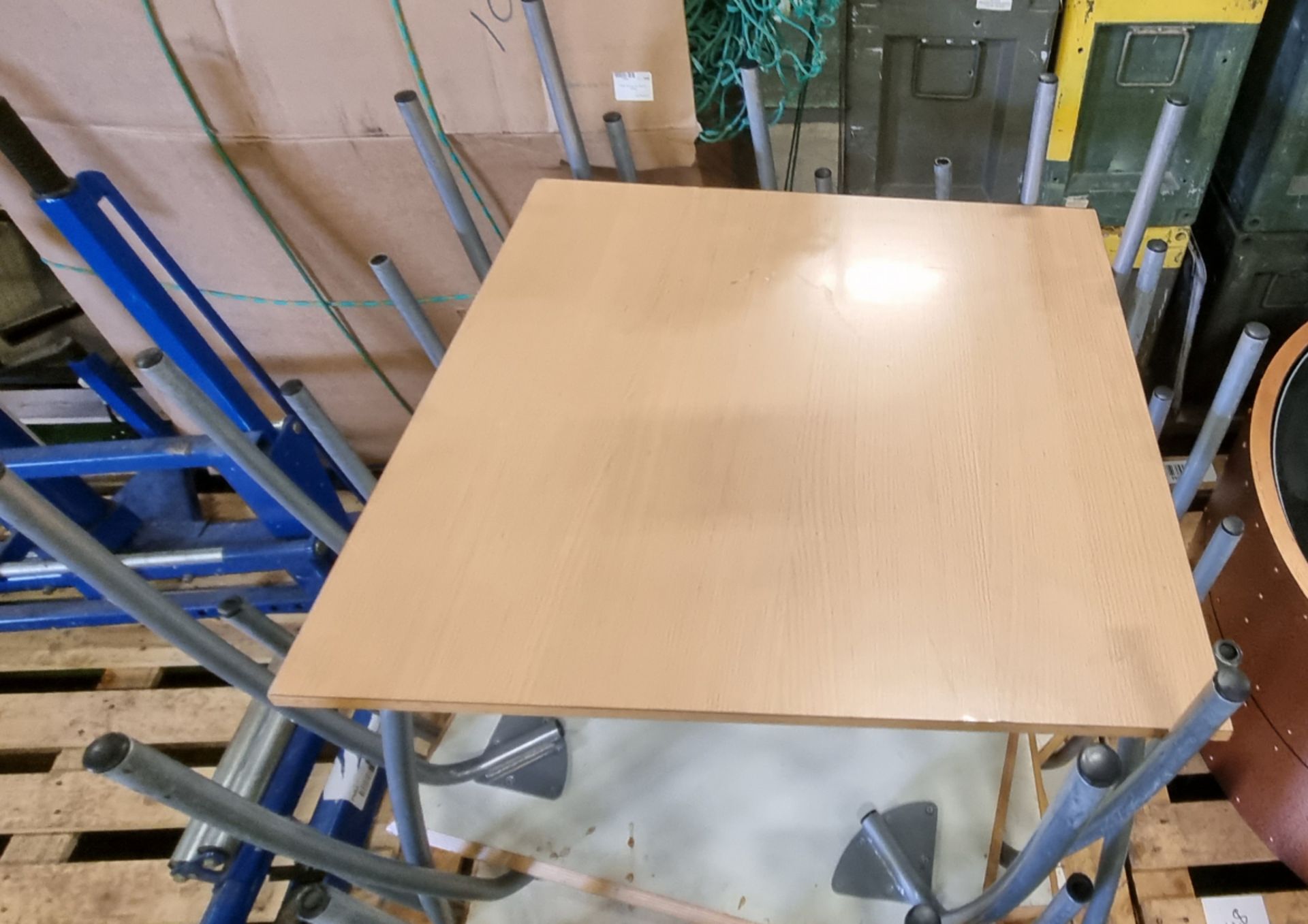 9x Square wooden tables with metal legs - W 750 x D 750 x H 740mm - Image 3 of 4