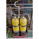 2x Gas canisters with cylinder trolley - NOT FOR EXPORT